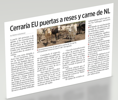 Consejo Agropecuario Nuevo León define posición sobre señalamiento: “Cerraría EU puertas a reses y carne de NL”